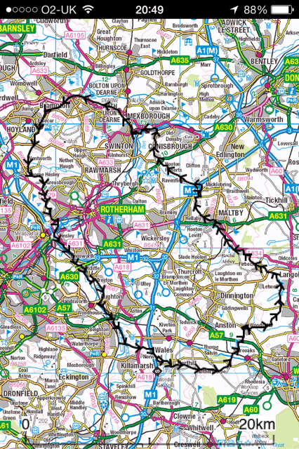 RRR route, Start and Finish at Wath upon Dearne near top of map